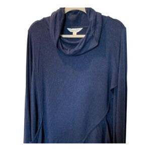 MAGNOLIA GRACE Navy Blue Longsleeve Crossover Cowl Neck Tunic Sweater Top